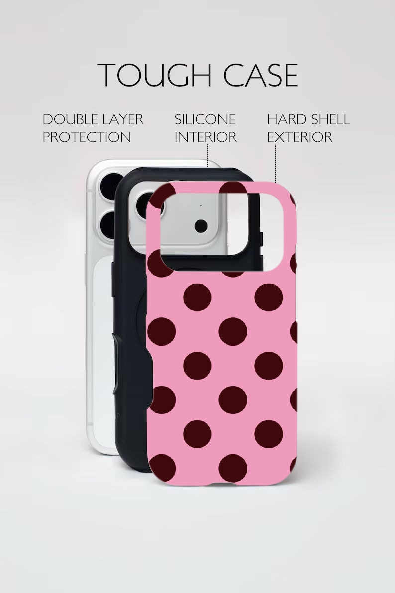 Bubblegum Pink & Burgundy Polka Dot