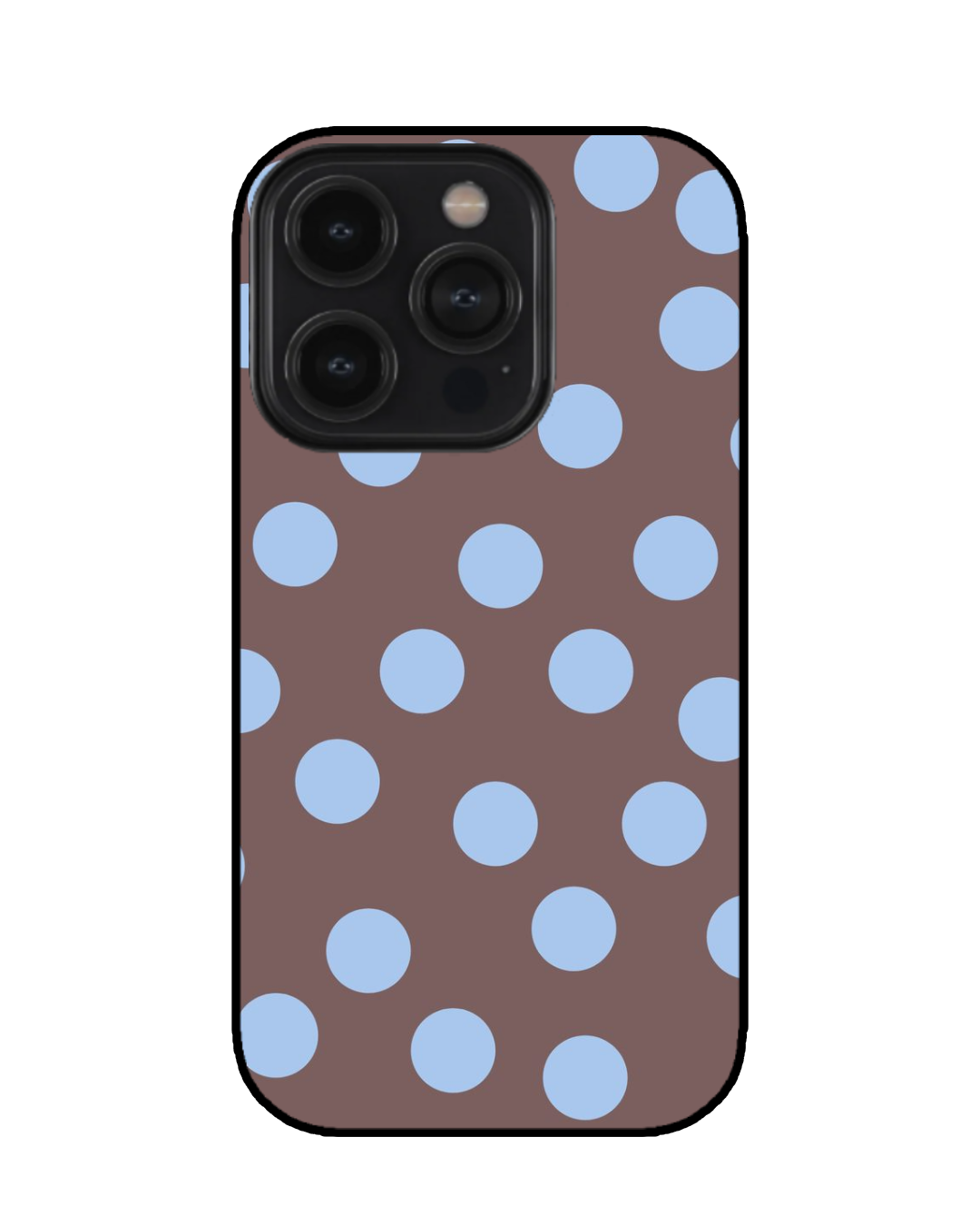 Cocoa Brown & Baby Blue Polka Dot