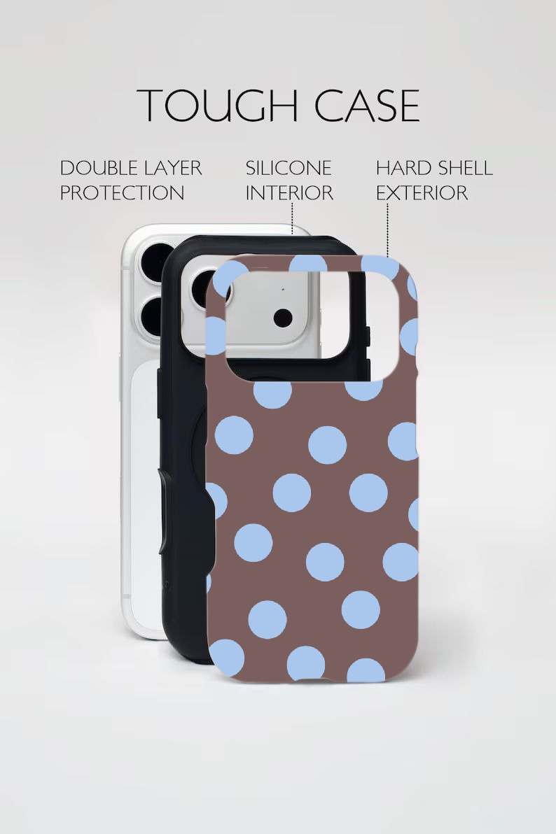 Cocoa Brown & Baby Blue Polka Dot