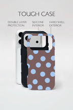 Cocoa Brown & Baby Blue Polka Dot